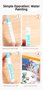 Step-by-step guide on how to fill and use the reusable water pen for ocean themed drawing book