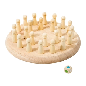 Educational wooden memory chess game for kids with round base and 24 colorful pegs