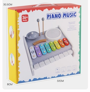 Dimensions détaillées de l'emballage du jouet musical multifonction en bois pour enfant