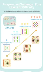 Lacing toy set featuring 20 challenge cards with four progressive difficulty levels