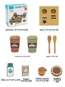 Specifiche dettagliate del set da caffè in legno per bambini con tazze e accessori