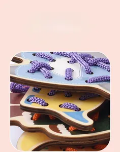 Detail showing smooth laser-cut edges and vibrant patterns of wooden lacing boards