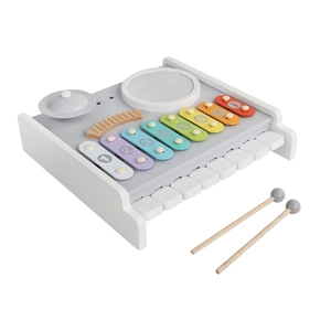 Jouet musical multifonctionnel en bois avec piano et xylophone pour la coordination