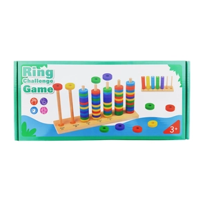 Gioco impilabile arcobaleno con base in legno e anelli colorati per l'apprendimento