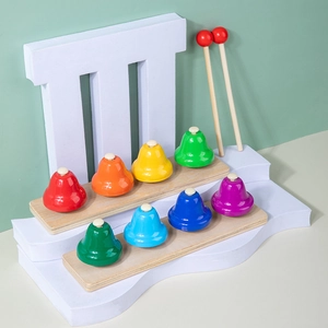 Rainbow Eight Tone Bell Orff Percussion Instrument Wood Base Metal Musical Learning Toy For Toddlers Education Gift