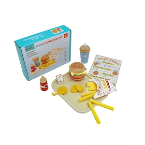Coffret de jeu hamburger en bois pour enfants avec accessoires et emballage de marque