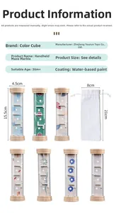Detailed view of wooden palm balance maze with metal ball and cotton storage bag