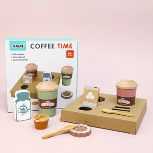 Set di Giocattoli da Caffè in Legno Cucina di Simulazione Gioco di Finzione Set da Tè Pomeridiano Colori Morandi Regalo Educativo