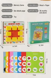 Détails du jeu de mémoire en bois avec 9 couvercles jaunes et 10 cartes à double face