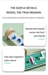 Detail of wooden balance ball maze toy with rounded edges and colorful sensory parts