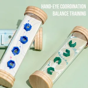 Wooden handheld marble maze toy for kids balance training and hand-eye coordination
