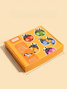 Detailed packaging dimensions 21x17x3.5cm of the ladybug alphabet matching game box