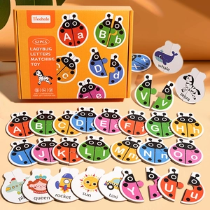 Wooden Ladybug Alphabet Matching Puzzle Cognition Enlightenment Educational Toy For Kids Early Learning Word Game Montessori Toy