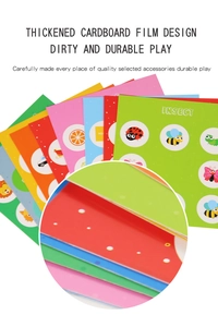 Dettaglio di carte educative in cartone spesso con pellicola impermeabile e temi di insetti