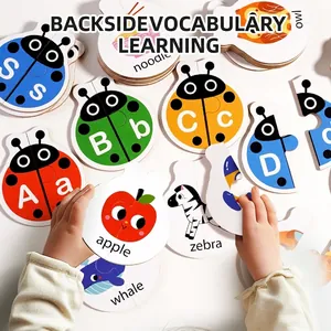 Alphabet and animal matching puzzle cards for kids early English enlightenment learning