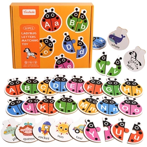 52-piece ladybug alphabet matching puzzle toy for toddlers in vibrant orange box