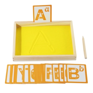 Plateau de traçage de sable Montessori en bois pour apprendre l'alphabet et l'écriture