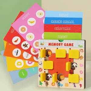 Jeu de Mémoire en Bois Montessori Jouet Éducatif pour Enfants Entraînement Cérébral Développement de la Logique Avec Cartes de Cognition