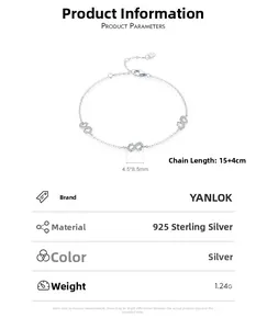 Detail of s925 silver Mobius bracelet featuring three infinity charms with small diamonds