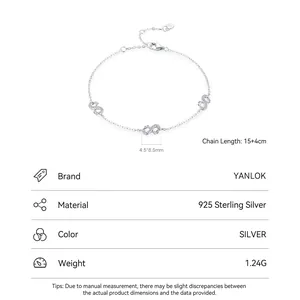 S925 sterling silver Mobius seahorse charm bracelet with white zircon stones 15+4cm