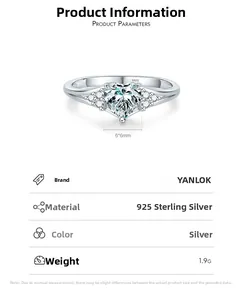 Detailed view of S925 sterling silver ring with 6mm heart-cut zircon in claw setting