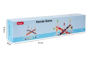 Detailed packaging view showing dimensions 41cm x 6cm for wooden ferrule game toy