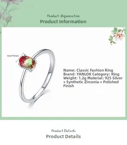 Detail of s925 silver ring featuring 4mmx6mm gradient tourmaline oval gemstone