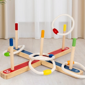 Wooden Ring Toss Game Set For Kids Preschool Educational Toy Hand-Eye Coordination Training Logic Thinking Sport Toy