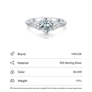 Elegant s925 sterling silver heart shaped engagement ring with paved cubic zirconia