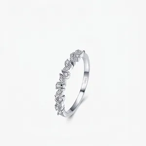 Elegant S925 Sterling Silver Ring for Women Marquise Round Cut Zirconia Thin Band Stackable Wedding Engagement Jewelry