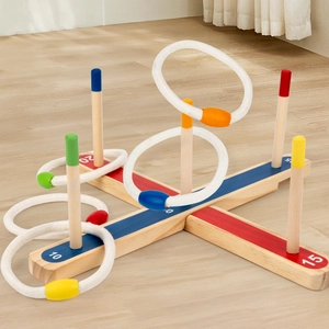 Wooden ring toss game set for children focus and logical thinking training for family play