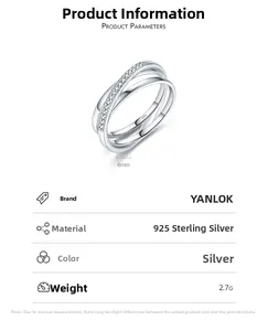 Detail view of 925 sterling silver multi-layer crossover ring with 6mm band width