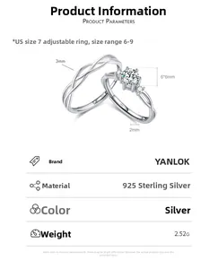 Detailed spec sheet for 925 sterling silver adjustable rings with stone size parameters