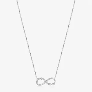 925 Sterling Silver Mobius Strip Infinity Necklace For Women Elegant Zirconia Inlaid Minimalist Clavicle Chain Jewelry