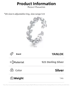 Detailed view of leaf ring specifications showing S925 silver band and adjustable 4mm width