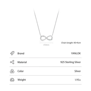 Elegant S925 sterling silver Mobius necklace with sparkling diamonds and 40cm chain