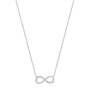 Elegant S925 sterling silver Mobius infinity necklace with sparkling diamond-set accents