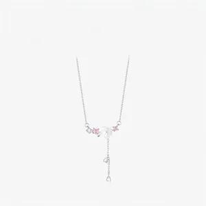 Collana In Argento Sterling 925 Fiore Di Camelia Madreperla Nappa Pendente A Cuore Catena Per Clavicola Dolce Elegante Donna