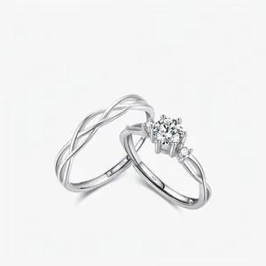 S925 Sterling Silver Mobius Couple Ring Romantic Zirconia Adjustable Wedding Finger Rings For Men Women Jewelry Gift