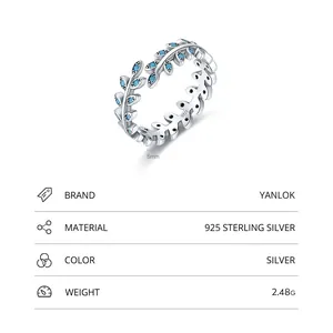 Retro s925 sterling silver open ring with leaf design and turquoise gemstone inlay