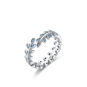 S925 sterling silver open ring with turquoise leaf design and vintage polished finish