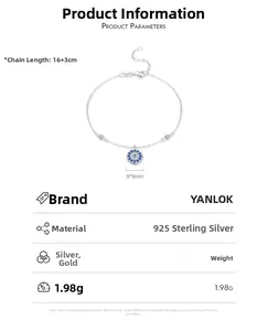 Specifications of S925 sterling silver evil eye bracelet with 16+3cm chain length
