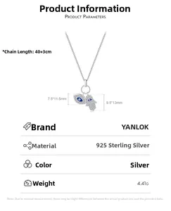 Spécifications du collier en argent S925 avec pendentifs Œil et Main de Fatima