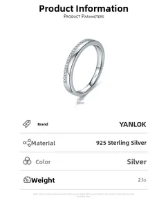 Detail of S925 sterling silver minimalist ring with cubic zirconia inlay and 2mm width
