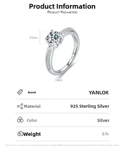 Detailed specs of S925 sterling silver four-prong ring with 6x6mm central cubic zirconia
