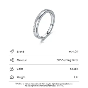 Minimalist s925 sterling silver half eternity ring with cubic zirconia stones