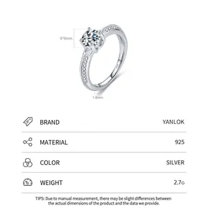 Classic S925 sterling silver four-prong solitaire ring with 6mm sparkling round cubic zirconia