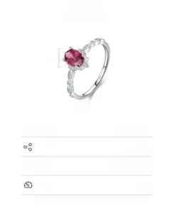 Dettaglio anello argento S925 con pietra rossa 5x7mm e fascia sottile da 1,2mm