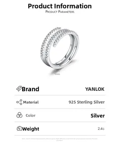 Detail view of S925 sterling silver triple-layer spiral ring with sparkling zircon stones