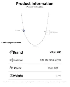 Detalle del collar de plata S925 con ojo turco y cruz con especificaciones de tamaño